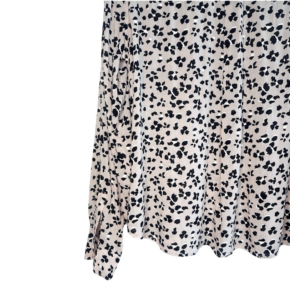 RAILS Anna Rose Floral Cheetah Blouse L Large Pink Black Rayon Button Up Shirt - Picture 11 of 16